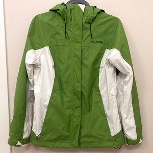 EUC Green/White Columbia Rain Jacket